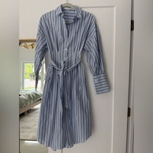 Tibi Striped Blue Shirt Midi Dress